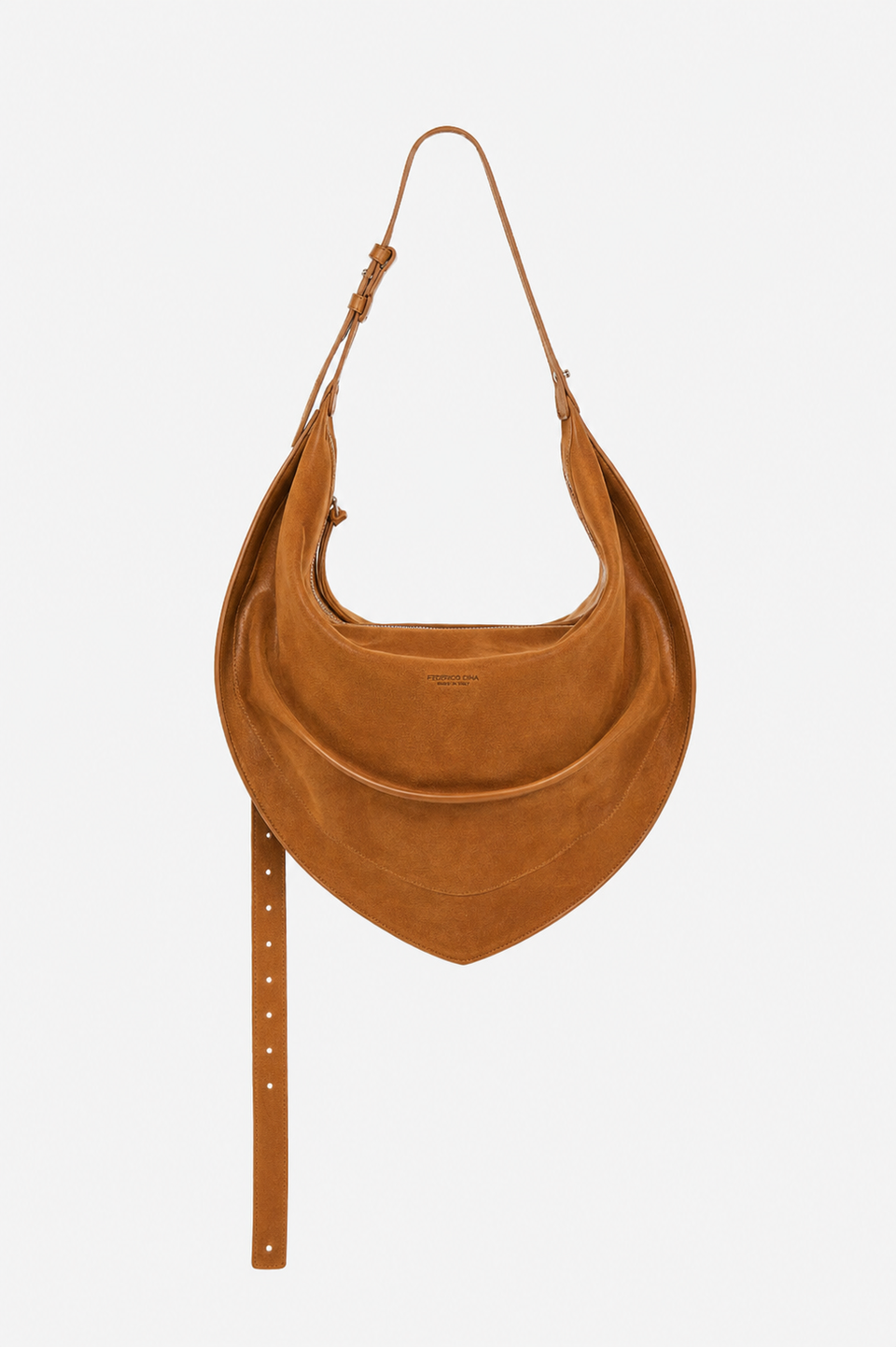 Tortellino Hobo Bag_Suede_Cognac